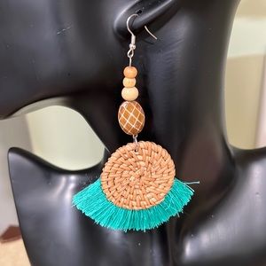 Boho Charming Brown & Green Dangle Earrings